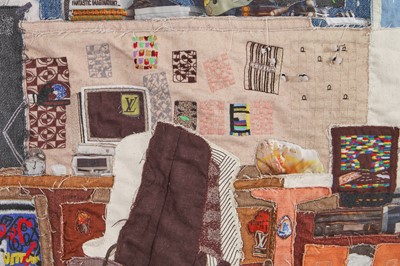 Lot 7 - A fine Louis Vuitton by Colm Dillane men's patchwork cotton 'Teenage Bedroom' ensemble, possibly the showpiece, Autumn-Winter 2023-24