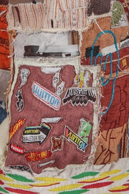 Lot 7 - A fine Louis Vuitton by Colm Dillane men's patchwork cotton 'Teenage Bedroom' ensemble, possibly the showpiece, Autumn-Winter 2023-24