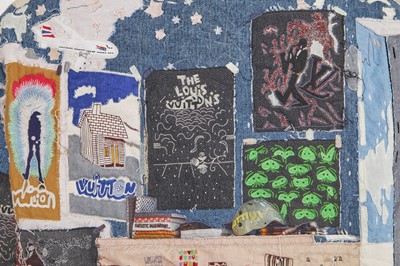 Lot 7 - A fine Louis Vuitton by Colm Dillane men's patchwork cotton 'Teenage Bedroom' ensemble, possibly the showpiece, Autumn-Winter 2023-24