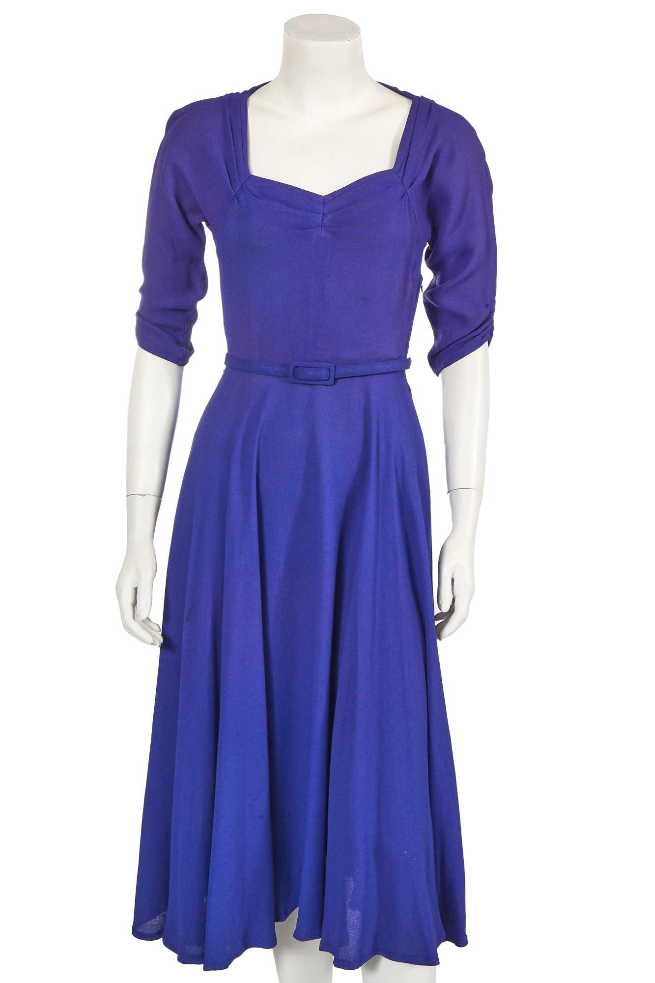 Lot 650 - An Ossie Clark for Radley blue moss crêpe dress, early 1970s