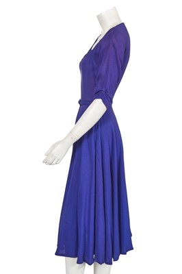 Lot 650 - An Ossie Clark for Radley blue moss crêpe dress, early 1970s