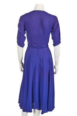 Lot 650 - An Ossie Clark for Radley blue moss crêpe dress, early 1970s