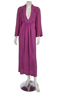 Lot 651 - An Ossie Clark for Radley fuchsia moss crêpe dress, early 1970s