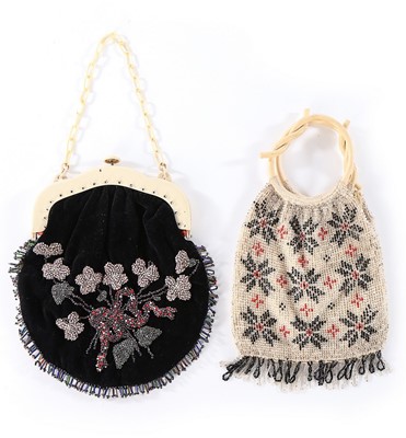 Lot 89 - Seven mainly beaded purses with celluloid...