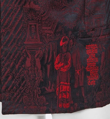 Lot 116 - A Jean Paul Gaultier men's black and red jacquard woven blazer, ‘Like a Prayer’ collection, Autumn-Winter 1998-99