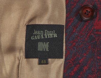 Lot 116 - A Jean Paul Gaultier men's black and red jacquard woven blazer, ‘Like a Prayer’ collection, Autumn-Winter 1998-99