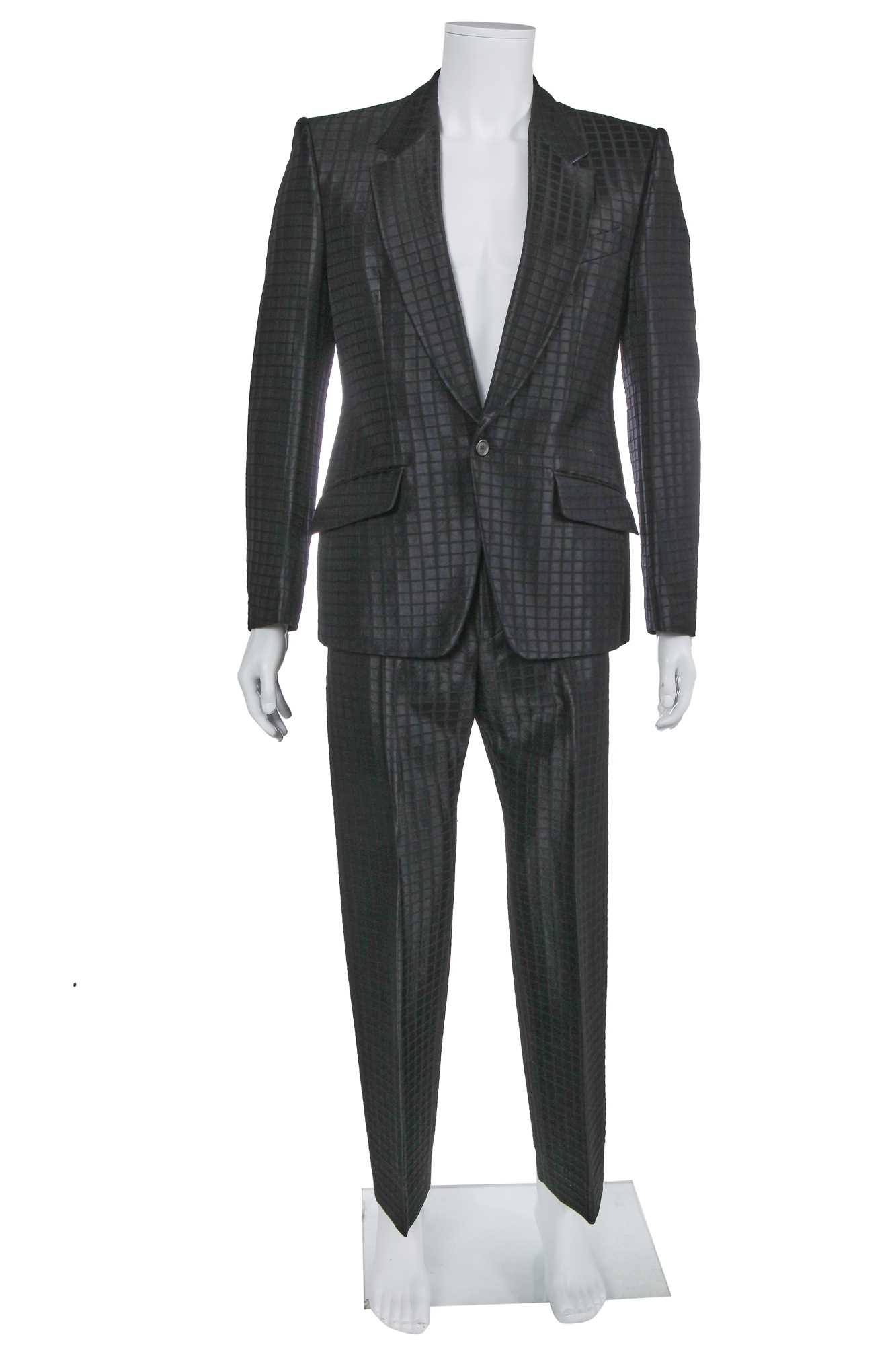 Lot 30 - An Alexander McQueen men's black windowpane-weave wool-blend suit, circa 2001