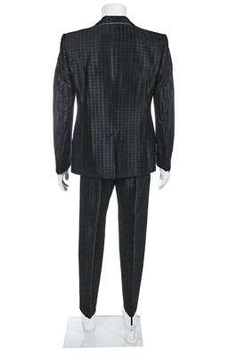 Lot 30 - An Alexander McQueen men's black windowpane-weave wool-blend suit, circa 2001