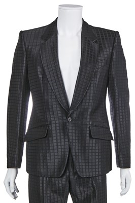 Lot 30 - An Alexander McQueen men's black windowpane-weave wool-blend suit, circa 2001
