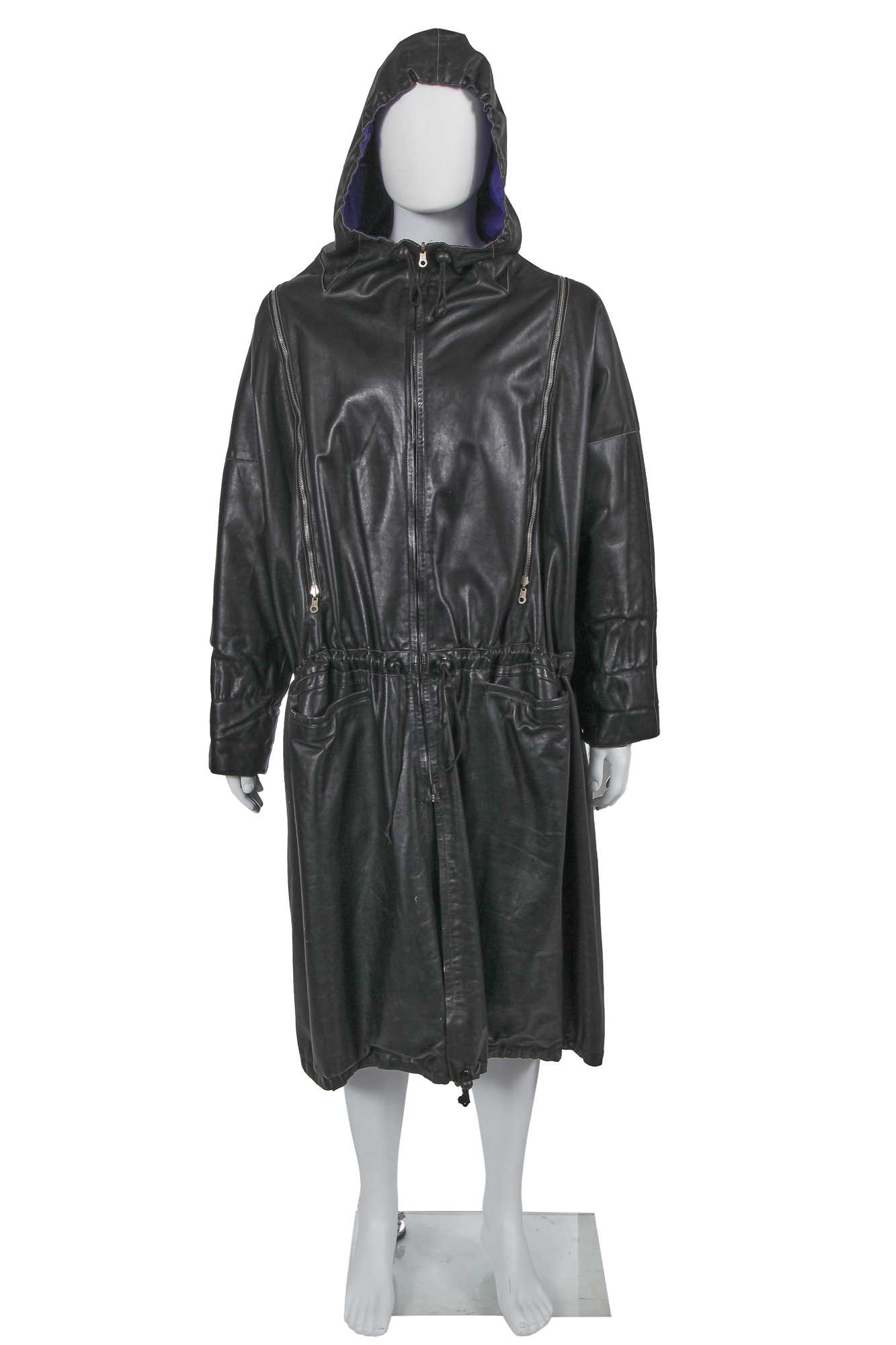 Lot 149 - A Marithé + François Girbaud men's black leather coat, 1980s