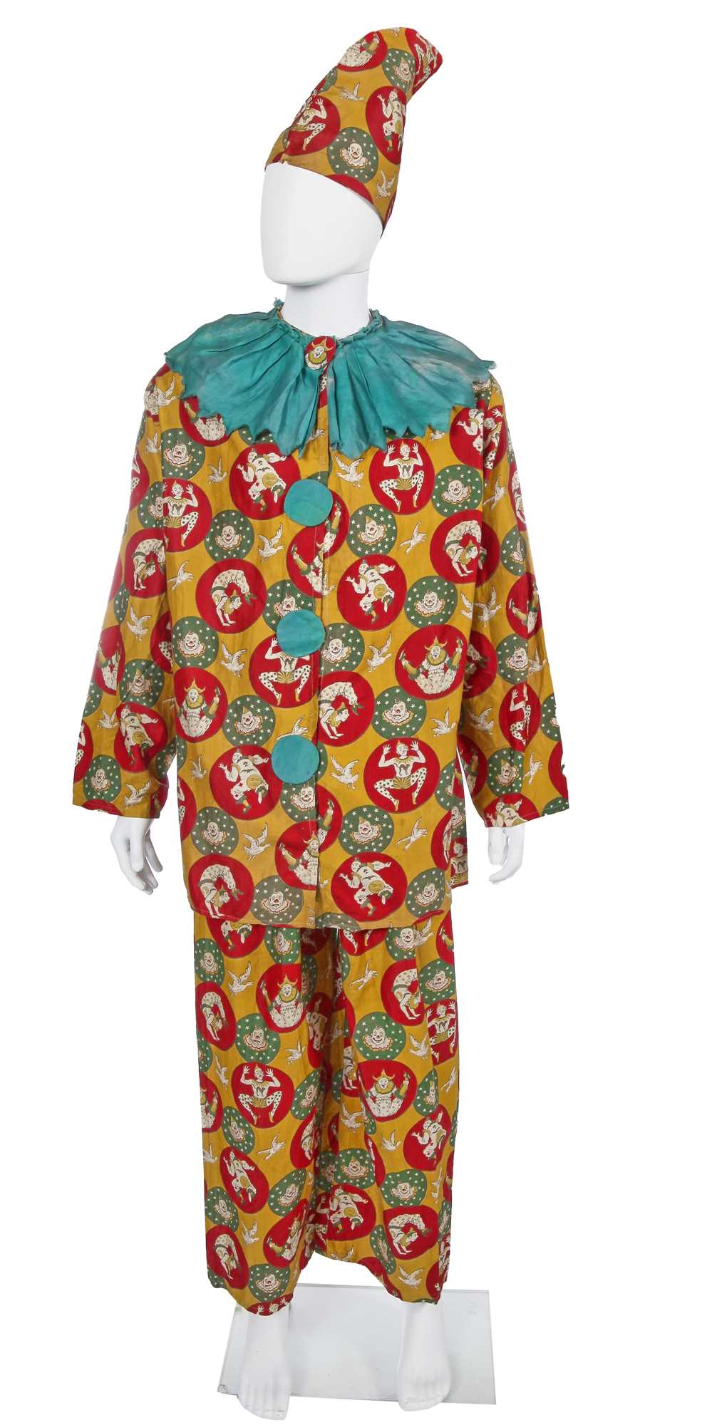 Lot 163 - A printed cotton clown costume, 1920s
