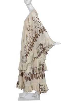Lot 422 - A fine Thea Porter printed ivory muslin abaya dress, 1970s
