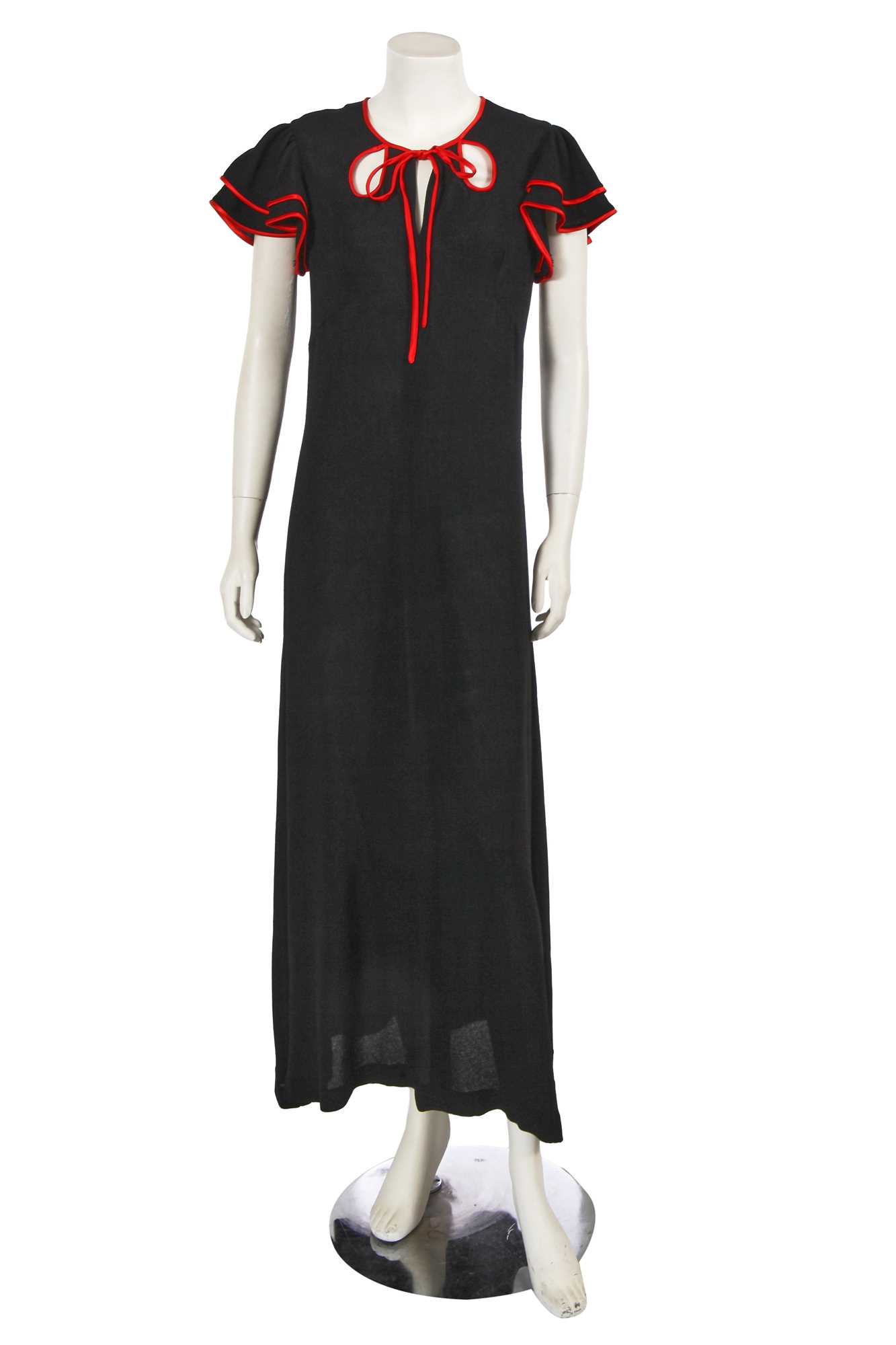 Lot 658 - An Ossie Clark for Radley black and red moss crêpe dress, circa 1972
