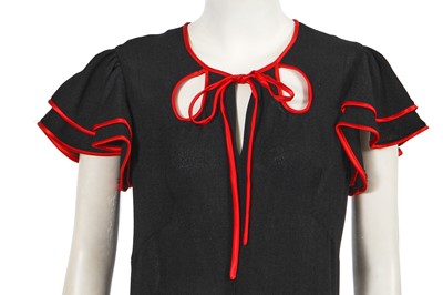 Lot 658 - An Ossie Clark for Radley black and red moss crêpe dress, circa 1972