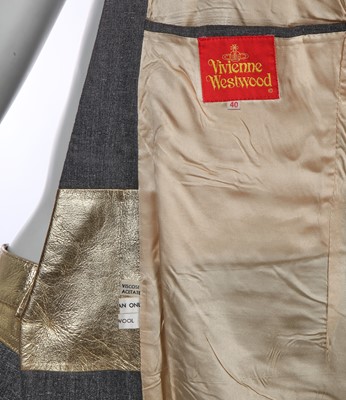 Lot 67 - A rare Vivienne Westwood men's silver wool and gold leather suit, 'Time Machine' collection, Autumn-Winter 1988-89