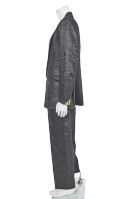 Lot 67 - A rare Vivienne Westwood men's silver wool and gold leather suit, 'Time Machine' collection, Autumn-Winter 1988-89