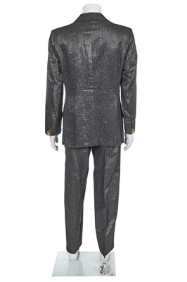 Lot 67 - A rare Vivienne Westwood men's silver wool and gold leather suit, 'Time Machine' collection, Autumn-Winter 1988-89