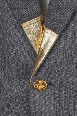 Lot 67 - A rare Vivienne Westwood men's silver wool and gold leather suit, 'Time Machine' collection, Autumn-Winter 1988-89