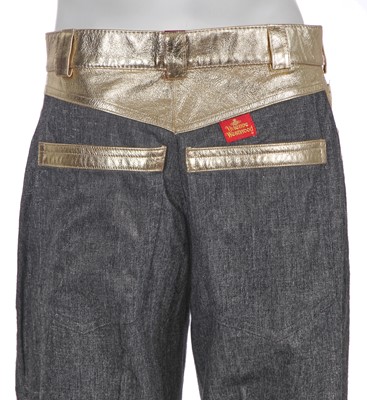 Lot 67 - A rare Vivienne Westwood men's silver wool and gold leather suit, 'Time Machine' collection, Autumn-Winter 1988-89