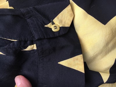 Lot 66 - A Vivienne Westwood black and yellow star print viscose shirt, 'Mini Crini' collection, Spring-Summer 1986