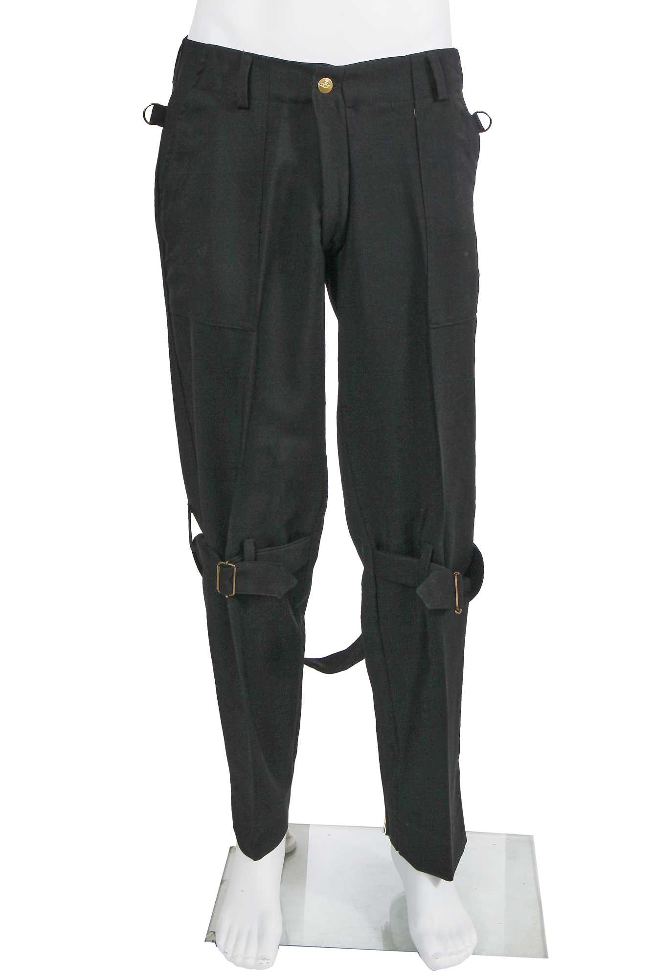 Lot 35 - A pair of Vivienne Westwood men's black wool bondage trousers, circa 1990