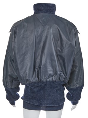 Lot 64 - A Vivienne Westwood 'Clint Eastwood' blue bomber jacket, late 1980s-1990s