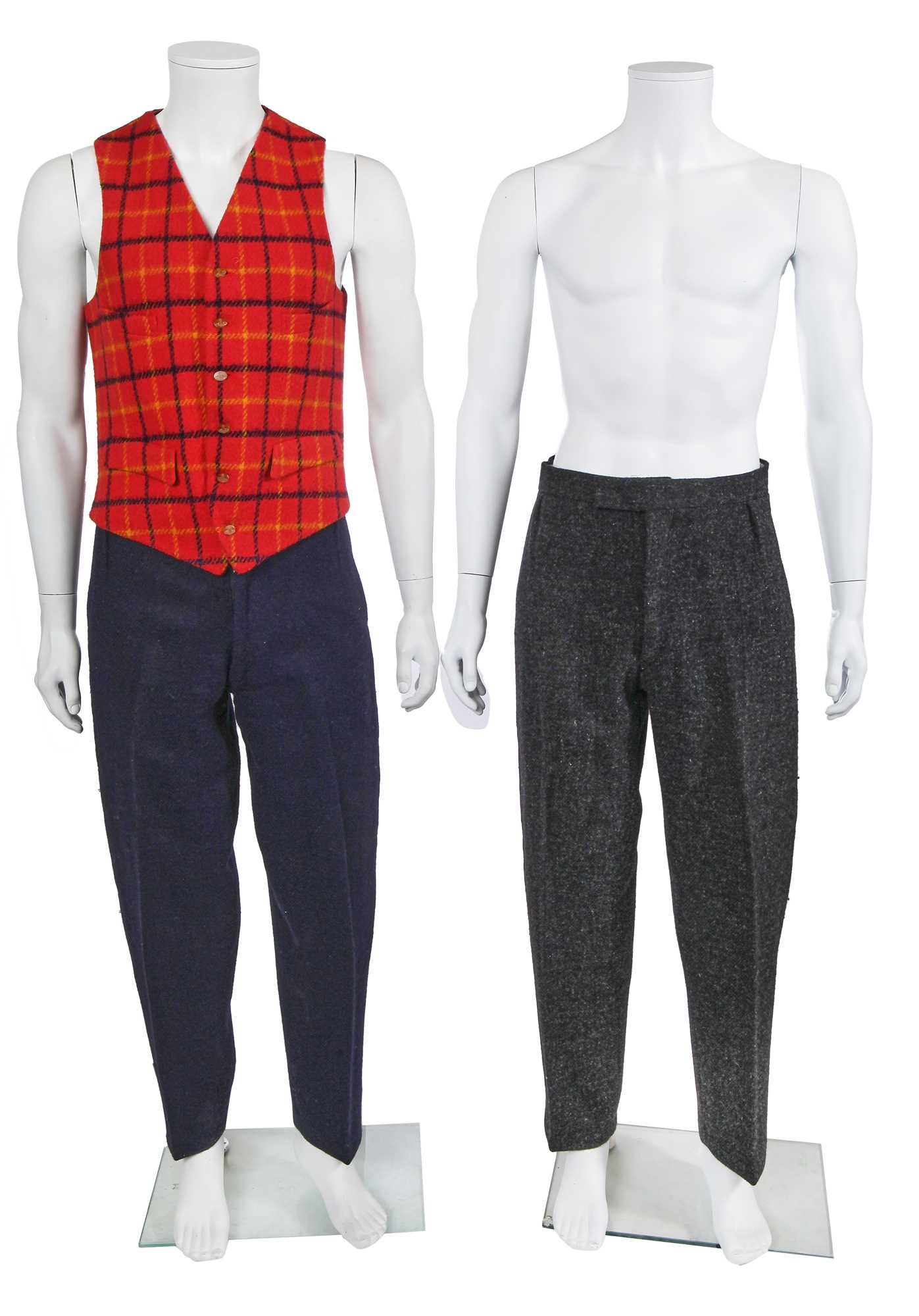 Lot 70 - A Vivienne Westwood men's red, white and black tattersall tweed waistcoat, 'Time Machine' collection, Autumn-Winter 1988-89