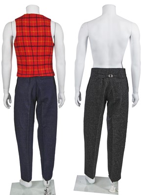 Lot 70 - A Vivienne Westwood men's red, white and black tattersall tweed waistcoat, 'Time Machine' collection, Autumn-Winter 1988-89