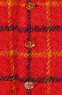 Lot 70 - A Vivienne Westwood men's red, white and black tattersall tweed waistcoat, 'Time Machine' collection, Autumn-Winter 1988-89