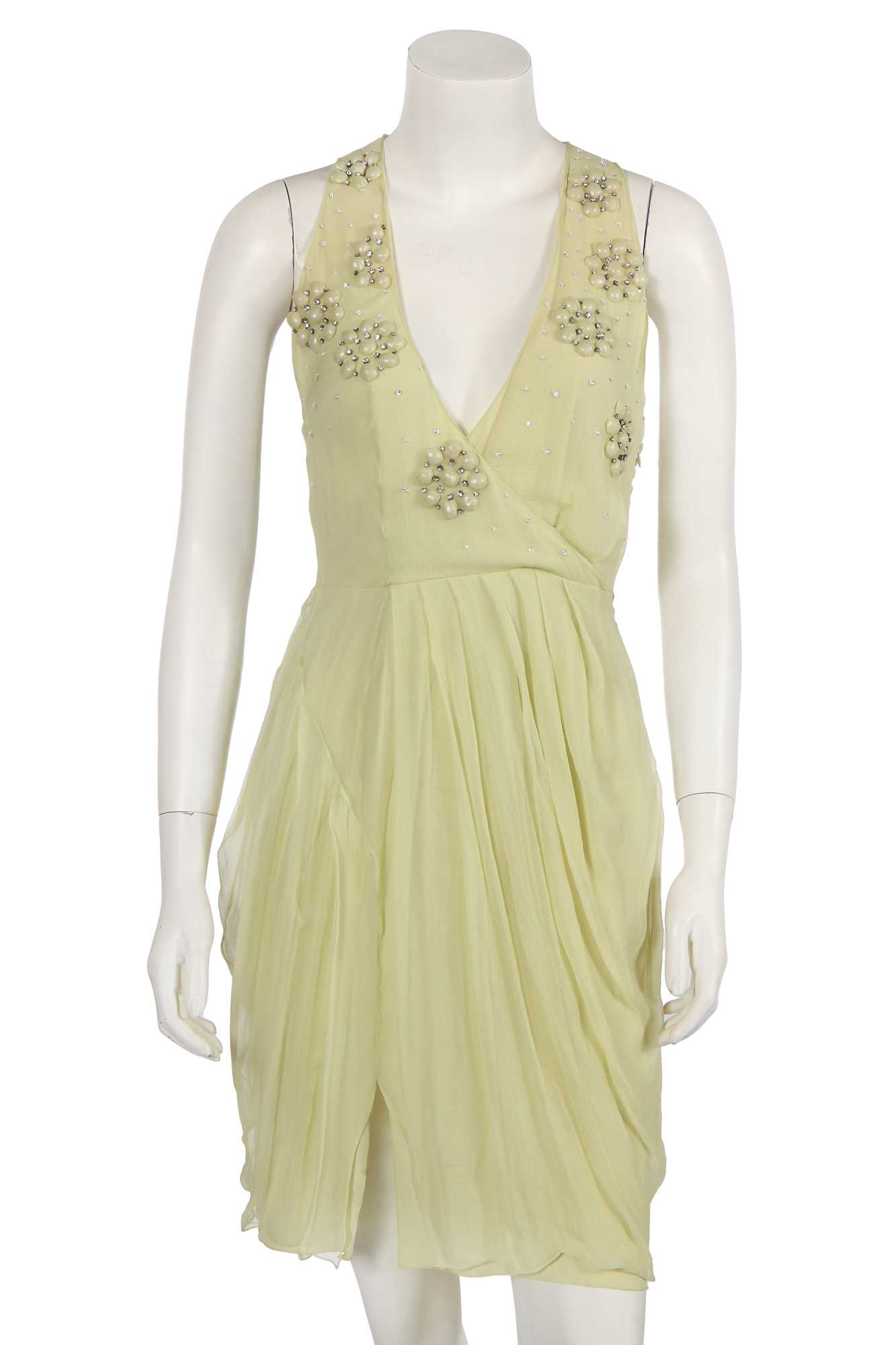 Lot 359 - A Christian Dior by John Galliano chartreuse chiffon dress, circa 2007