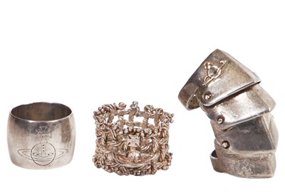Lot 592 - Three Vivienne Westwood metal rings, circa 1989