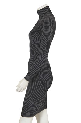 Lot 374 - An Alexander McQueen black and grey knitted wool dress, circa 2007