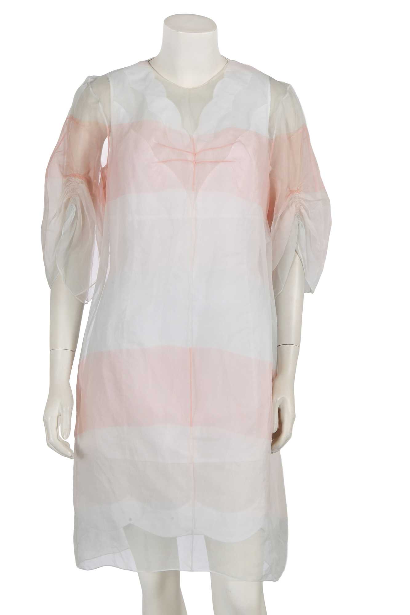 Lot 328 - A Christian Dior by Raf Simons peach and white cotton and silk dress, Spring-Summer 2016