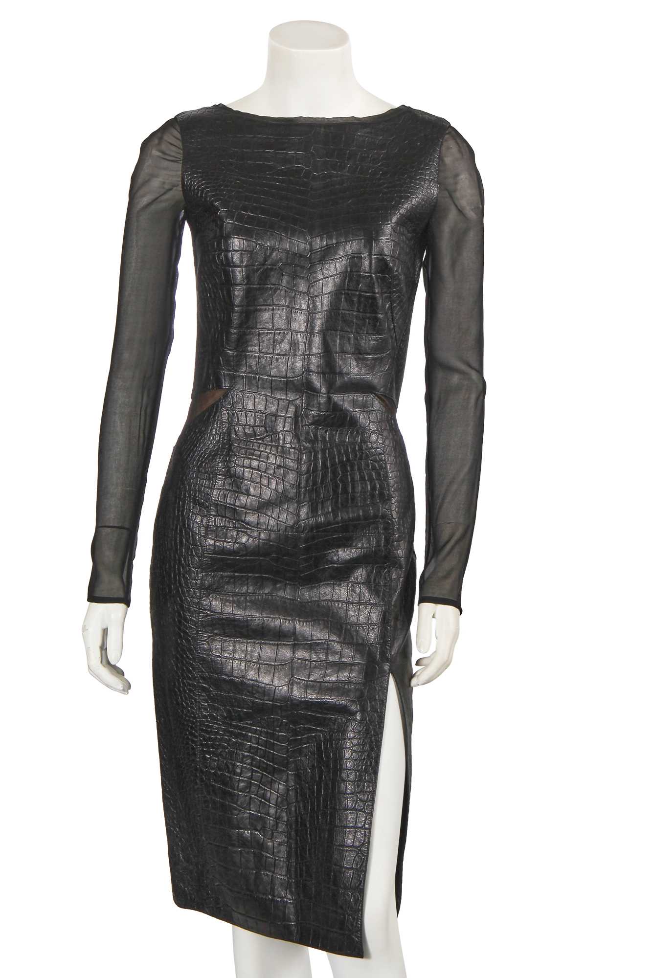Lot 325 - An Emilio Pucci by Peter Dundas black leather and silk dress, Autumn-Winter 2012-13