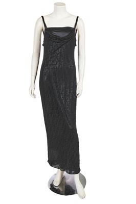 Lot 394 - A Fendi by Karl Lagerfeld knitted black polyamide slip dress, circa 2000