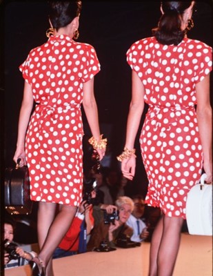 Lot 239 - A Chanel by Karl Lagerfeld red and white polka dot silk dress, Spring-Summer 1987