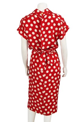 Lot 239 - A Chanel by Karl Lagerfeld red and white polka dot silk dress, Spring-Summer 1987