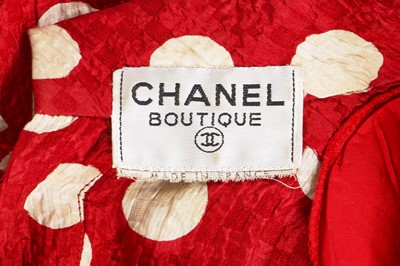 Lot 239 - A Chanel by Karl Lagerfeld red and white polka dot silk dress, Spring-Summer 1987