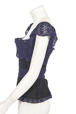 Lot 353 - A Vivienne Westwood black and purple lace corset top, early 2000s