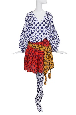 Lot 354 - A Vivienne Westwood Squiggle print ensemble, 'Pirate' collection, Autumn-Winter 1981-82