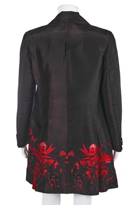 Lot 31 - An Alexander McQueen men's black silk jacquard woven coat, Autumn-Winter 2009-10