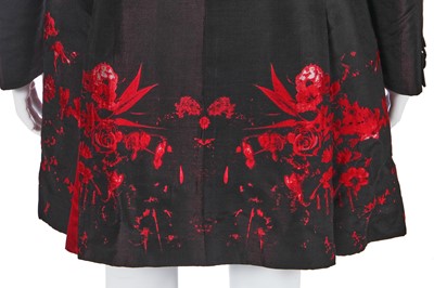 Lot 31 - An Alexander McQueen men's black silk jacquard woven coat, Autumn-Winter 2009-10