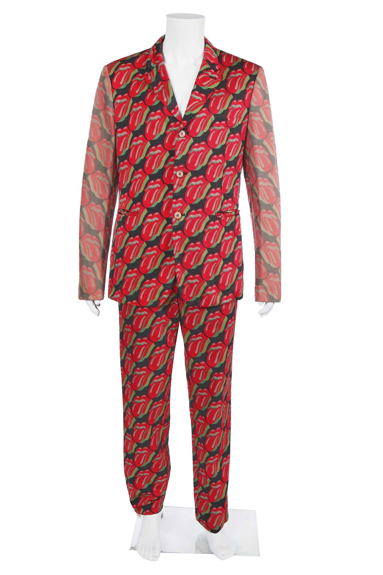Lot 128 - A Comme des Garçons men's Rolling Stones print cotton-blend gabardine suit, Spring-Summer 2006