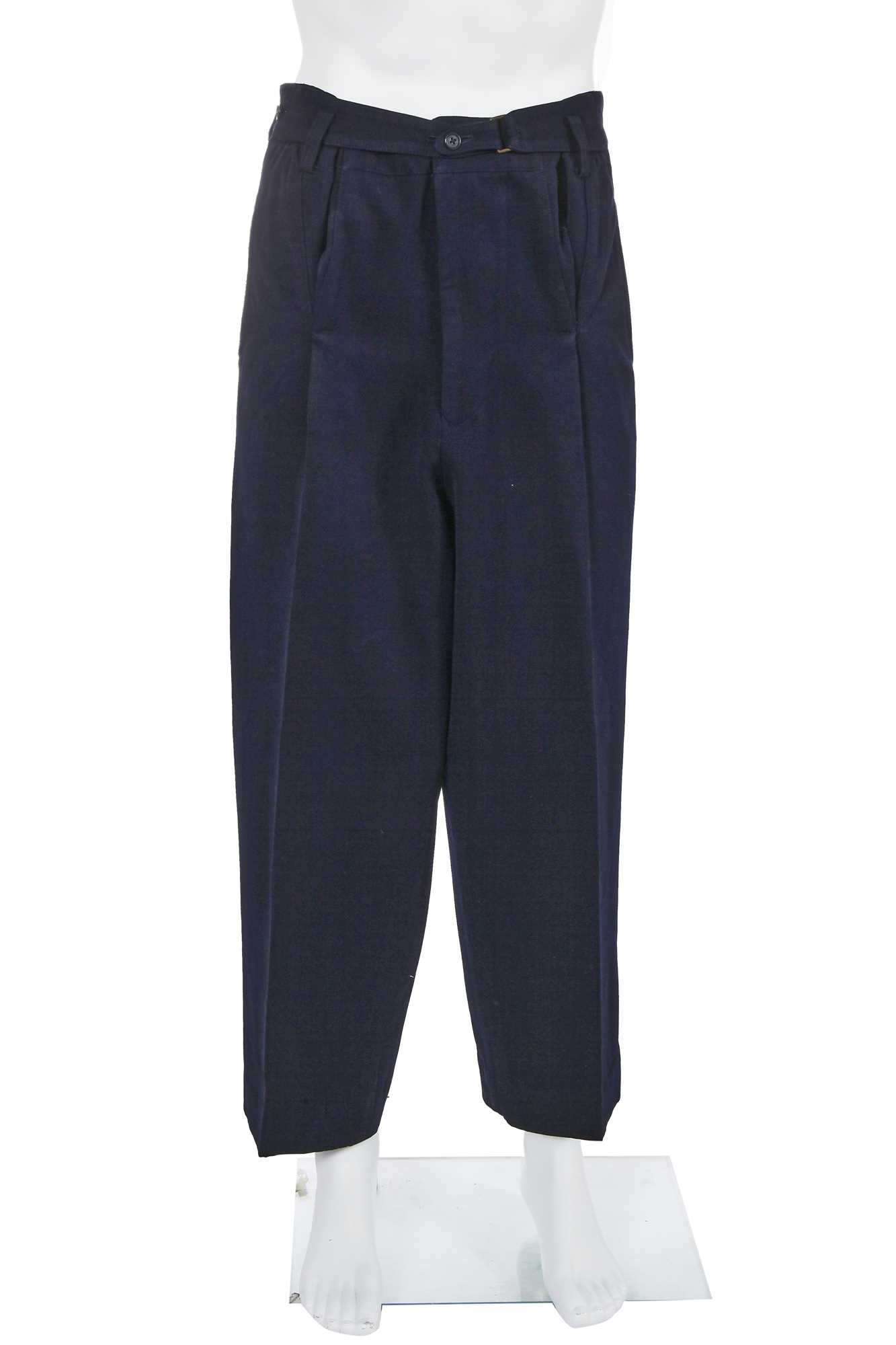 Lot 119 - An early pair of Yohji Yamamoto men's navy wool trousers, probably Autumn-Winter 1984-85