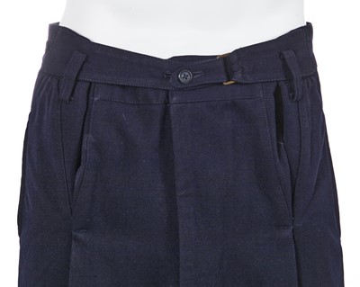 Lot 119 - An early pair of Yohji Yamamoto men's navy wool trousers, probably Autumn-Winter 1984-85