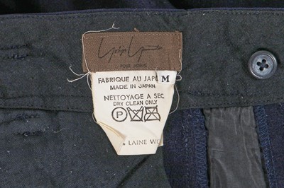 Lot 119 - An early pair of Yohji Yamamoto men's navy wool trousers, probably Autumn-Winter 1984-85
