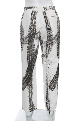 Lot 22 - A pair of Alexander McQueen men's tyre print cotton trousers, 'La Poupee' collection, Spring-Summer 1997