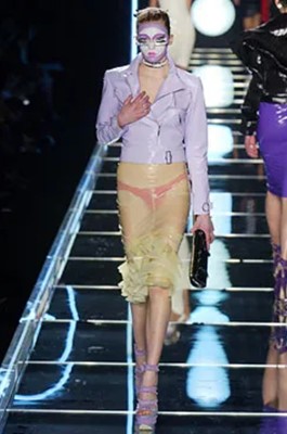 Lot 363 - A Christian Dior by John Galliano lilac suede suit, 'Fetish and Japan' collection, Autumn-Winter 2003-04