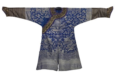 Lot 906 - A good brocaded blue silk dragon robe, jifu, Chinese, 1910-20