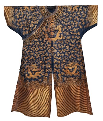 Lot 913 - An embroidered mid-blue silk gauze summer robe, jifu, Chinese, circa 1900